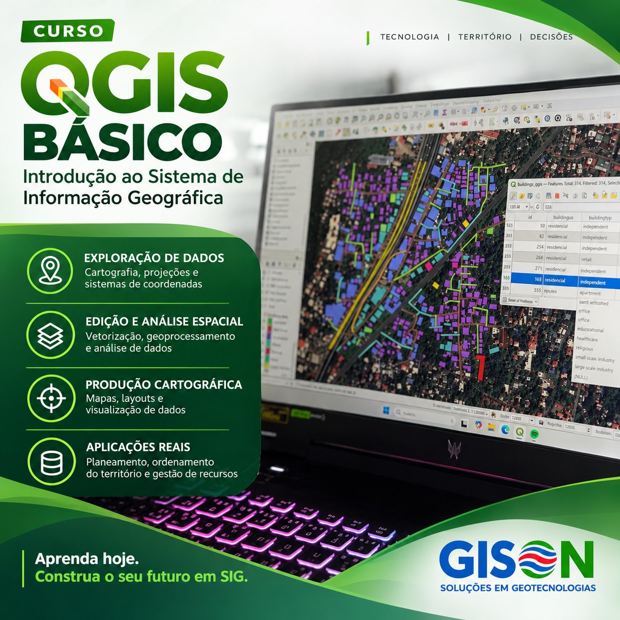 Capa do curso QGIS Básico – Introdução ao Sistema de Informação Geográfica